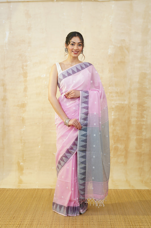 Baby Pink Pure Cotton Saree