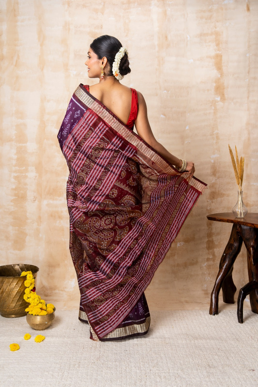 Heritage Violet & Red Silk Saree